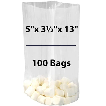 5"X3.5"X13" LDPE 1 mil Clear Gusseted Poly Bags 100 Bags
